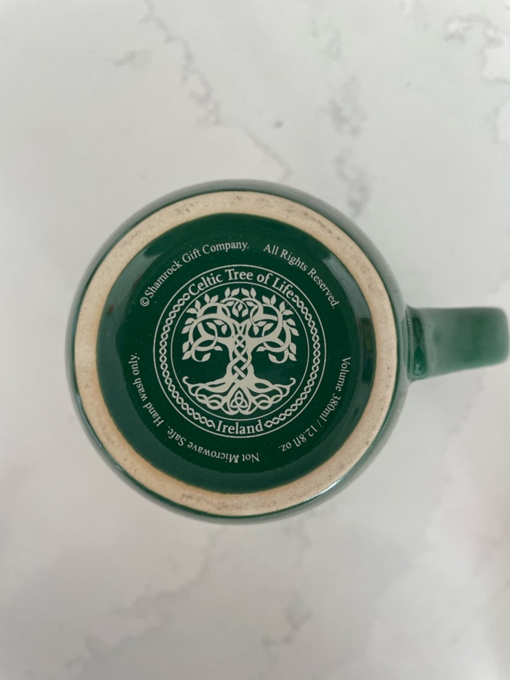 Green Celtic Tree of Life Ireland Ceramic Mug with Gold Accents - Picture 9 of 9